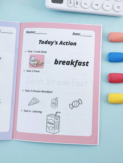 Children's English Sentence Matching Practice Book Early Education Enlightenment Cognitive Learning Book Sentence Tracing Book Back To School Season School Return Tutoring Learning Book Teacher Homewo