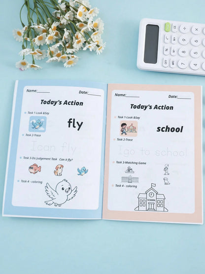 Children's English Sentence Matching Practice Book Early Education Enlightenment Cognitive Learning Book Sentence Tracing Book Back To School Season School Return Tutoring Learning Book Teacher Homewo
