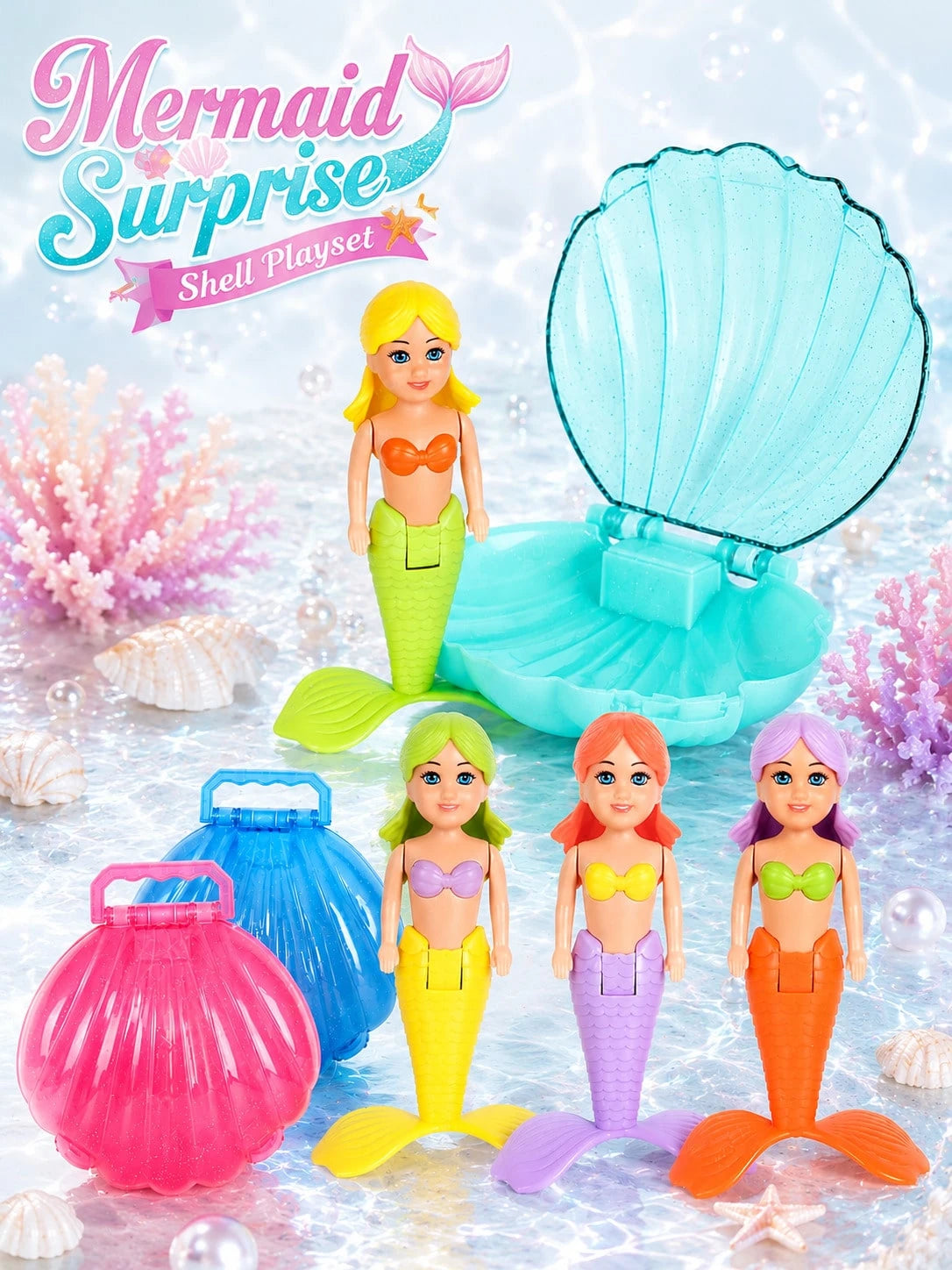 Children's Mermaid Pool Toy, Transparent Shell Mermaid, Summer Pool Party Gift, Beach Toy, Pool Toy, Bath Toy