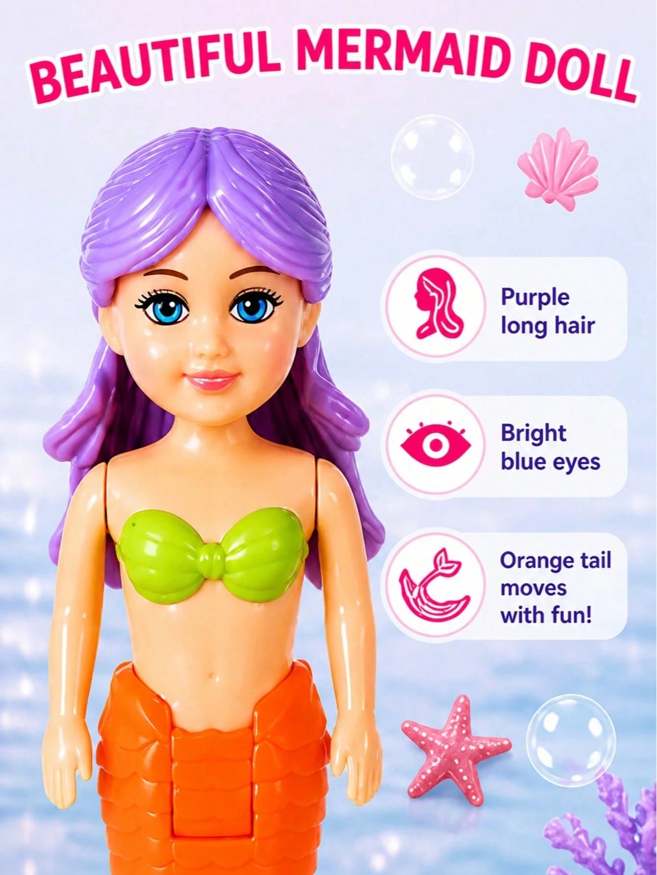 Children's Mermaid Pool Toy, Transparent Shell Mermaid, Summer Pool Party Gift, Beach Toy, Pool Toy, Bath Toy