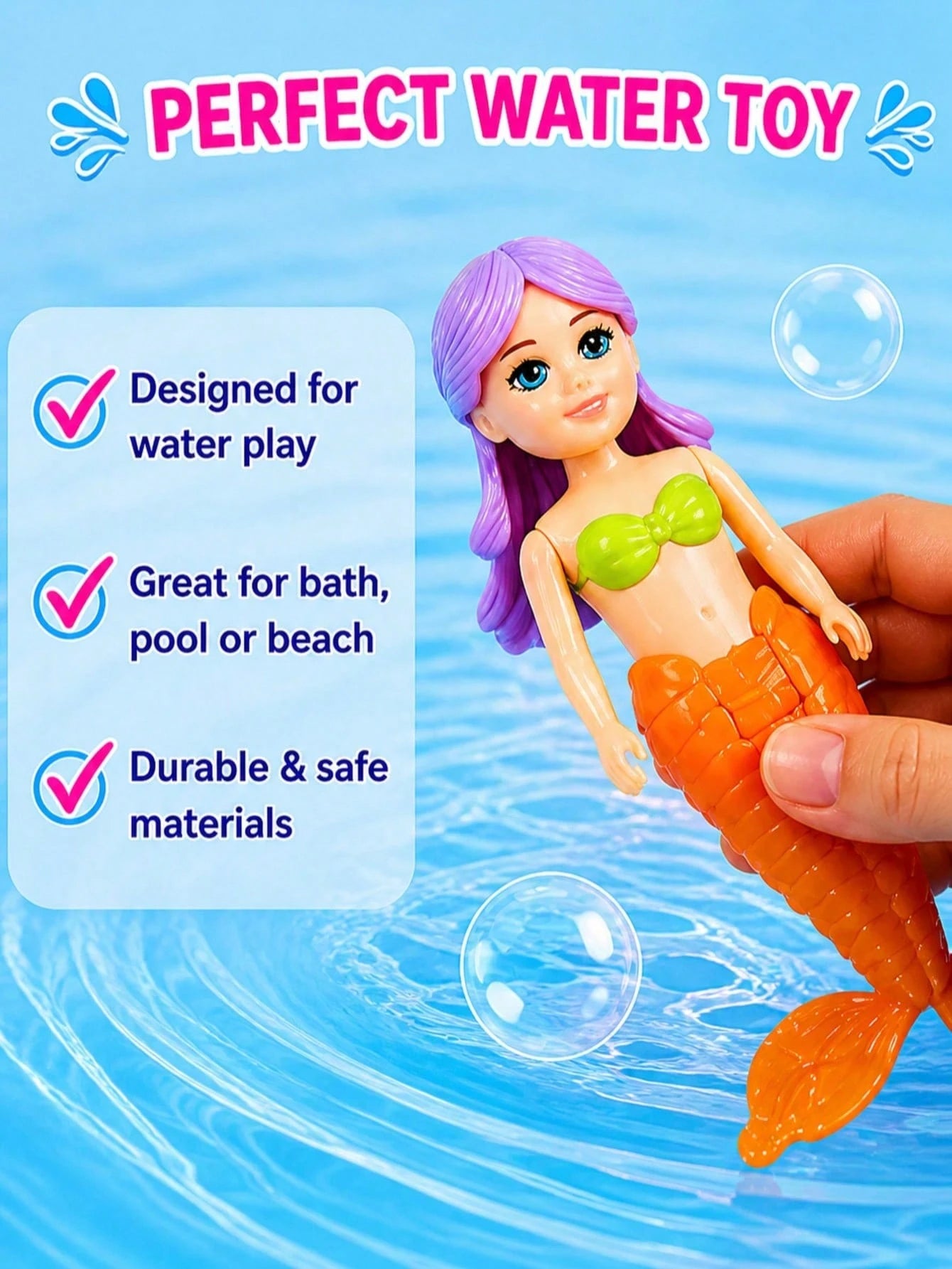 Children's Mermaid Pool Toy, Transparent Shell Mermaid, Summer Pool Party Gift, Beach Toy, Pool Toy, Bath Toy
