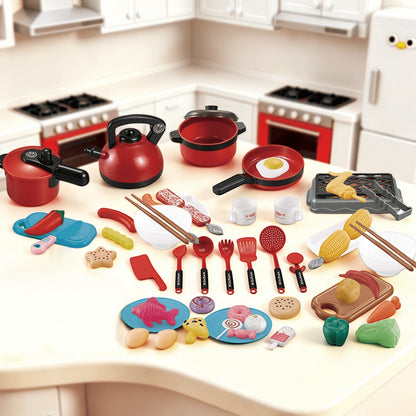 Children's Mini Pretend Play Kitchen Toy Set, Realistic Cooking Toys With Complete Cookware And Fruit & Vegetable Cutting Toys, Interactive Role-Play Educational Toy, Ideal Birthday & Holiday Gift For