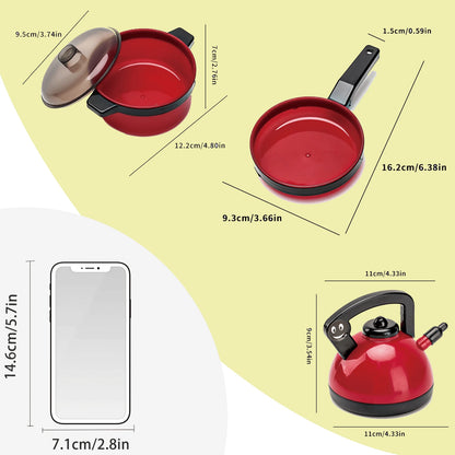 Children's Mini Pretend Play Kitchen Toy Set, Realistic Cooking Toys With Complete Cookware And Fruit & Vegetable Cutting Toys, Interactive Role-Play Educational Toy, Ideal Birthday & Holiday Gift For