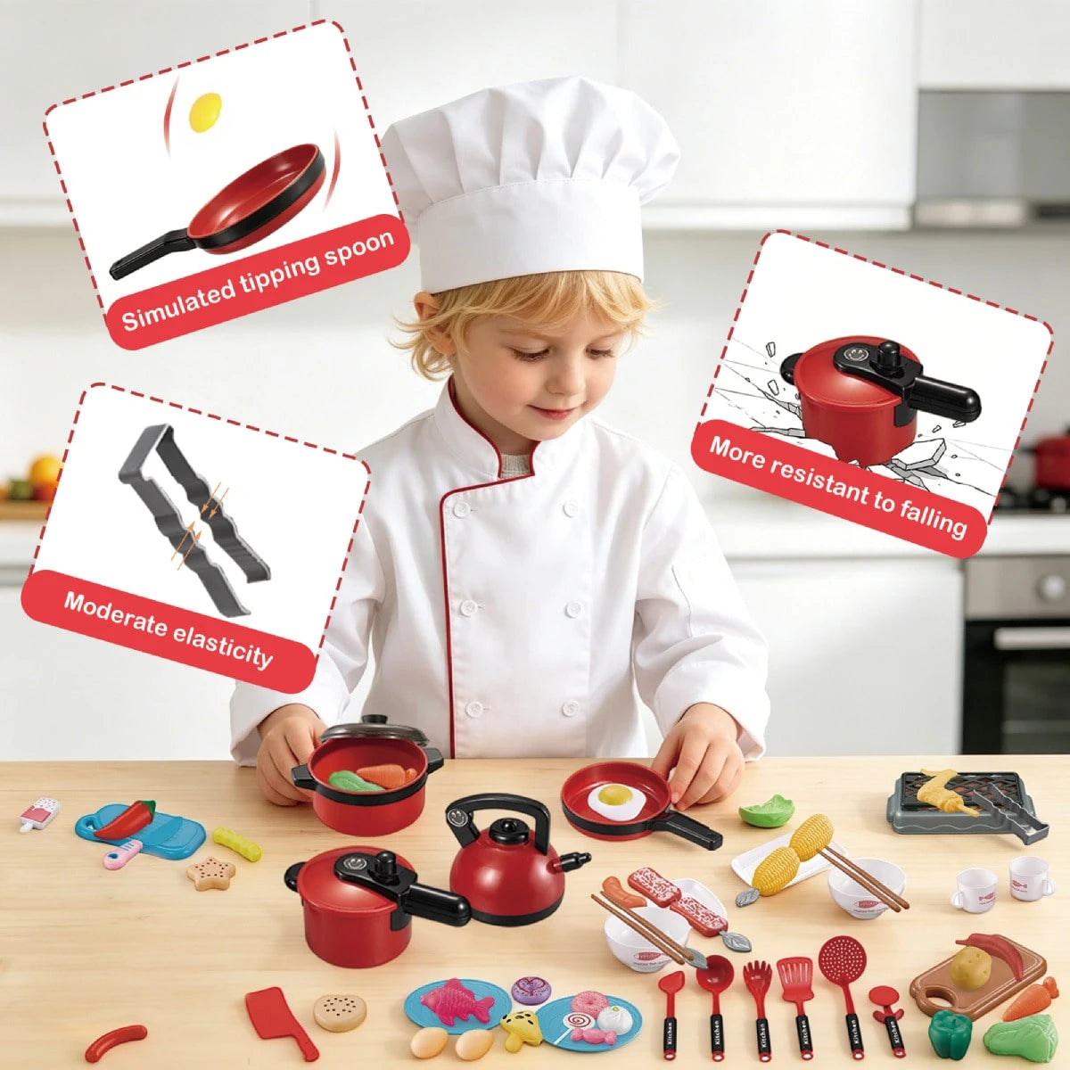 Children's Mini Pretend Play Kitchen Toy Set, Realistic Cooking Toys With Complete Cookware And Fruit & Vegetable Cutting Toys, Interactive Role-Play Educational Toy, Ideal Birthday & Holiday Gift For