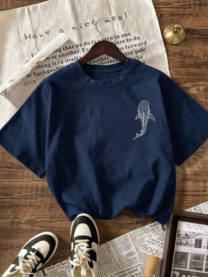 Christian Whale Shark Graphic T-Shirt, Bible Verse T-Shirt, Ocean Faith, Women's Casual Round Neck Short Sleeve T-Shirt, Summer Holiday Beach Outfit