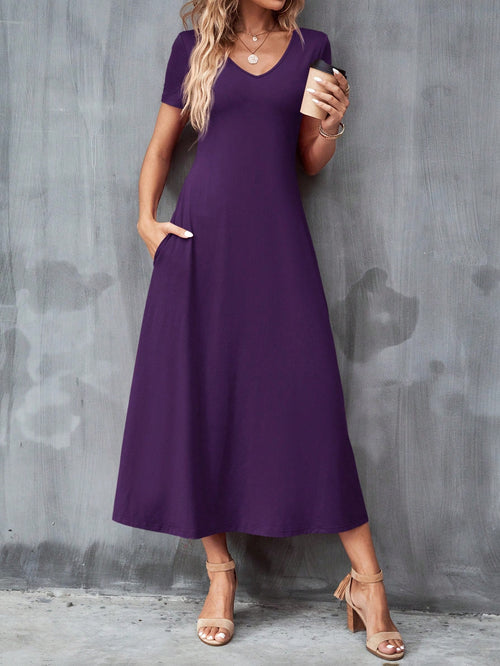 Clasi Women's Solid Color Hidden Pocket Dress
