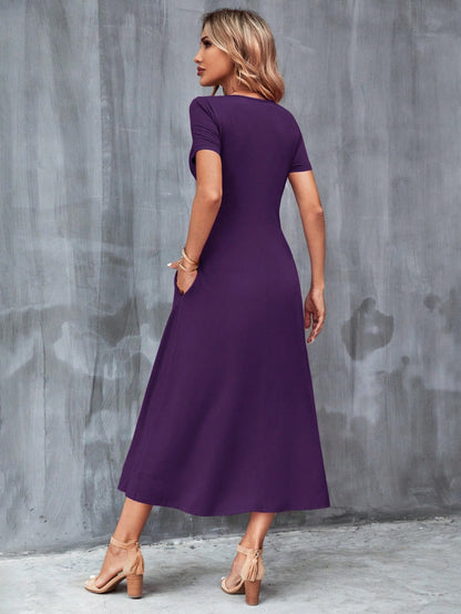 Clasi Women's Solid Color Hidden Pocket Dress