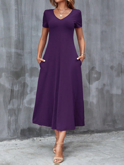 Clasi Women's Solid Color Hidden Pocket Dress