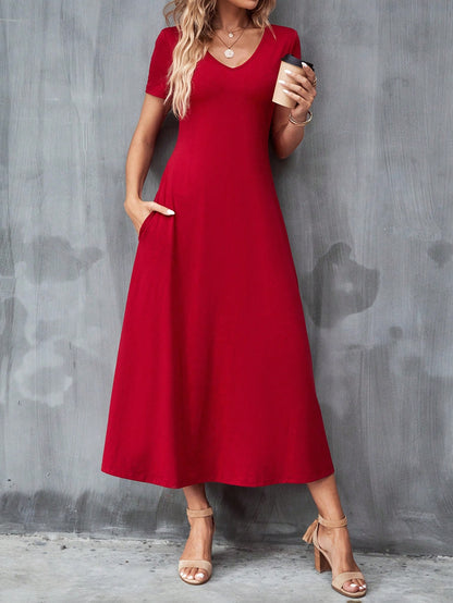 Clasi Women's Solid Color Hidden Pocket Dress