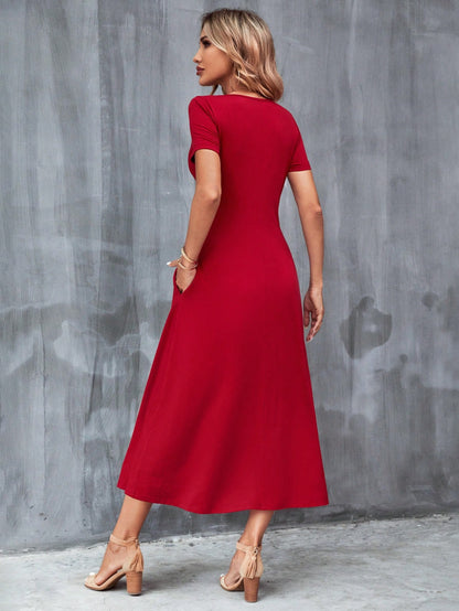 Clasi Women's Solid Color Hidden Pocket Dress