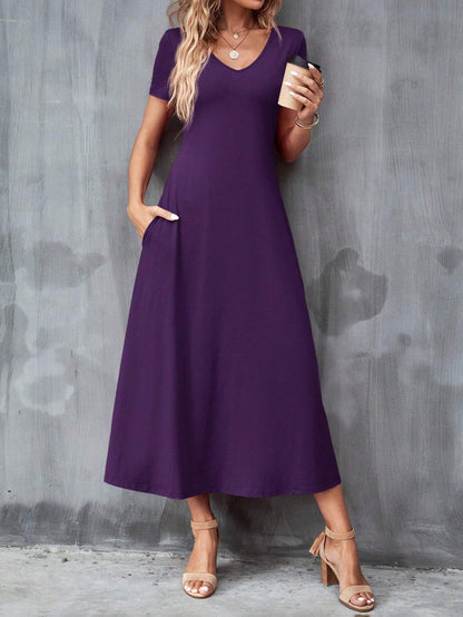 Clasi Women's Solid Color Hidden Pocket Dress
