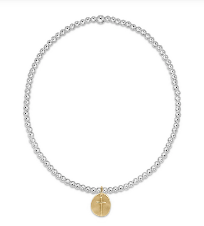 Classic Sterling Mixed Metal 2mm Bead Bracelet - Inspire Small Gold Charm
