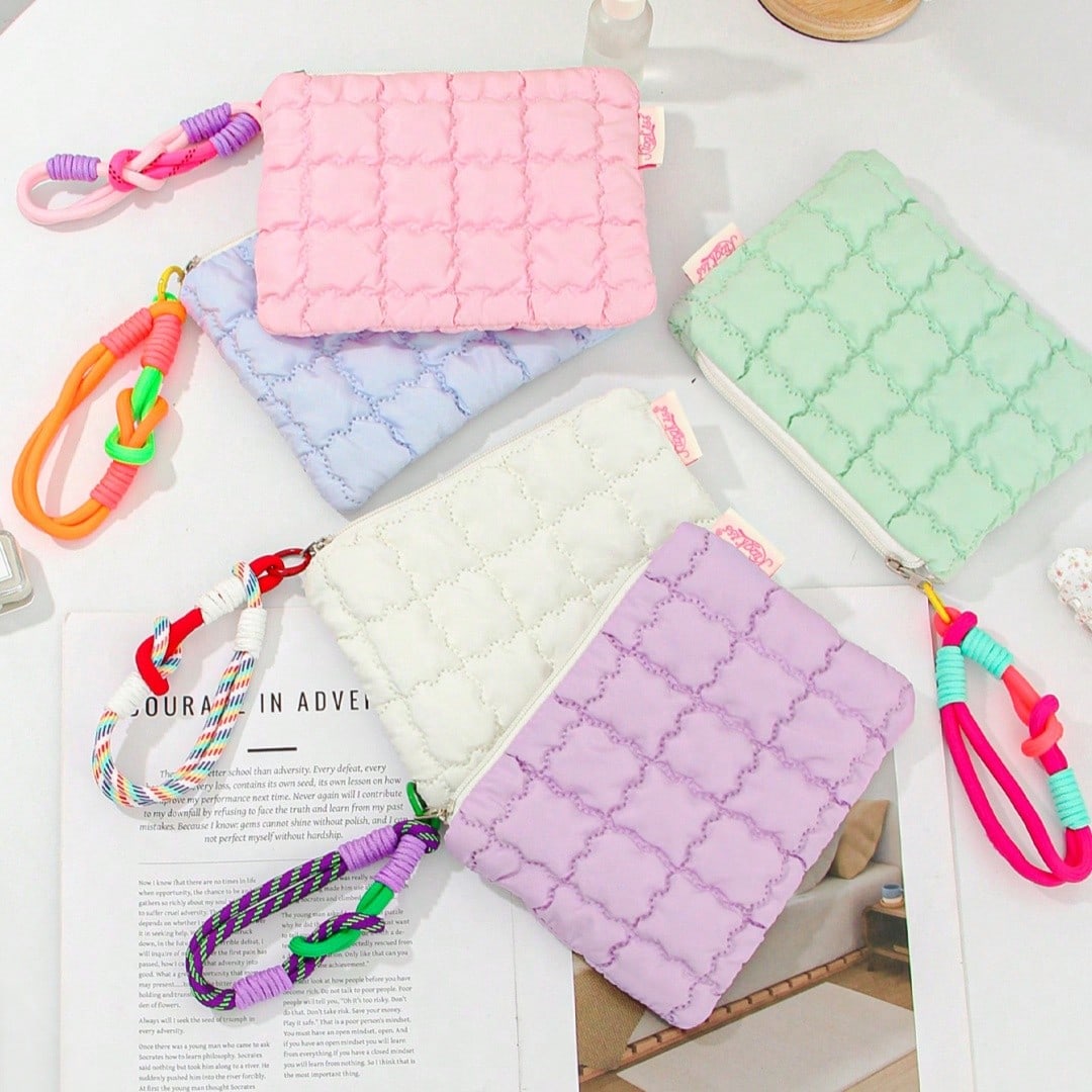 Cloud Shaped Cosmetic Bag, Solid Color Pleated Lipstick & Earphone Storage Pouch, Large Capacity Casual Portable Versatile Handbag, Sweet Coin Purse