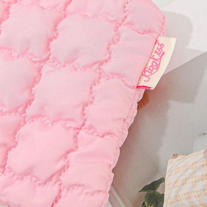 Cloud Shaped Cosmetic Bag, Solid Color Pleated Lipstick & Earphone Storage Pouch, Large Capacity Casual Portable Versatile Handbag, Sweet Coin Purse