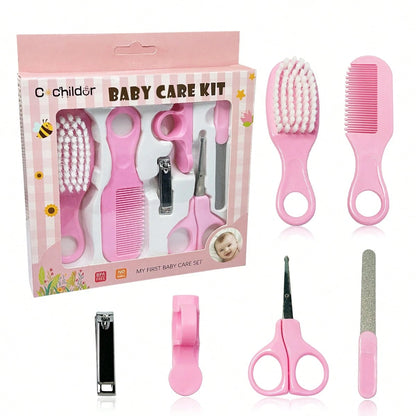 Cochildor Baby Hygiene Care Set 6Pcs, Hair Tools & Nail Clipper, Plastic Grooming Kit, Great Gift For Kids