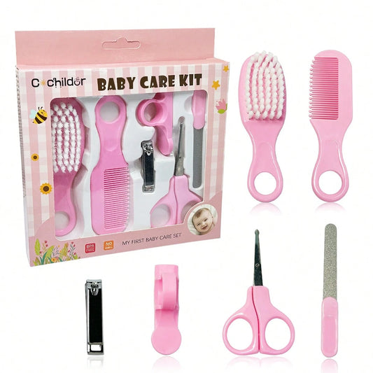 Cochildor Baby Hygiene Care Set 6Pcs, Hair Tools & Nail Clipper, Plastic Grooming Kit, Great Gift For Kids
