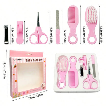 Cochildor Baby Hygiene Care Set 6Pcs, Hair Tools & Nail Clipper, Plastic Grooming Kit, Great Gift For Kids