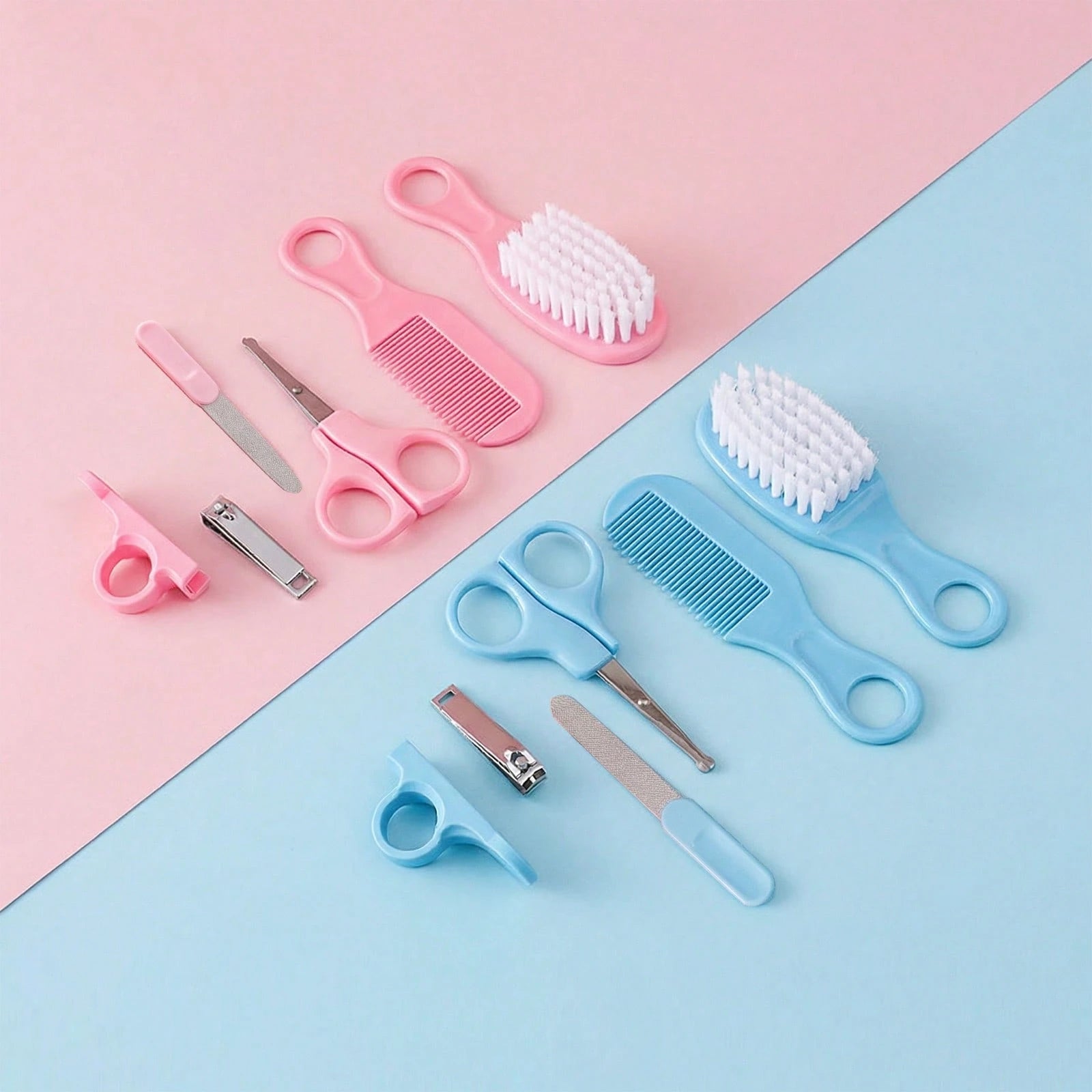 Cochildor Baby Hygiene Care Set 6Pcs, Hair Tools & Nail Clipper, Plastic Grooming Kit, Great Gift For Kids