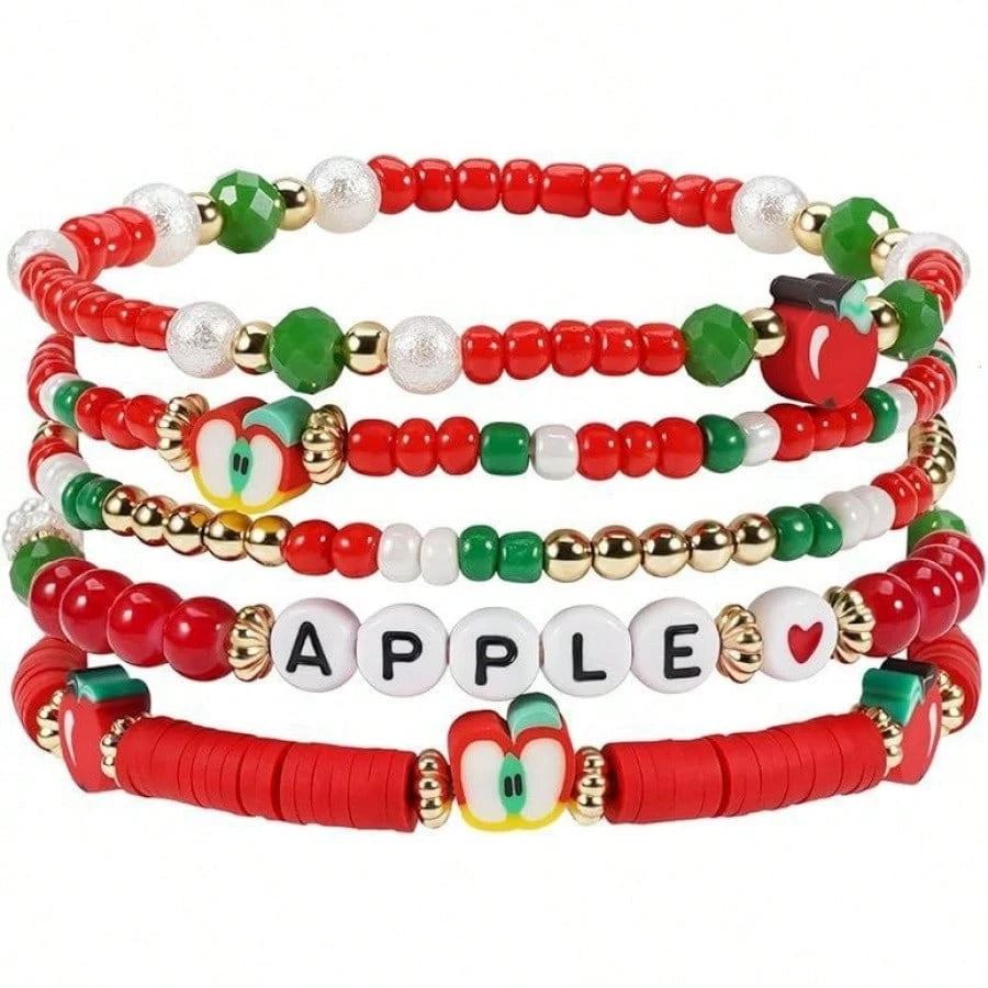 Colorful Dopamine Fruit Bead Stretch Wrist Decor, Mini Bead Soft Clay Stackable Friendship Hand Ornament For Daily Friend Gift