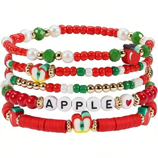Colorful Dopamine Fruit Bead Stretch Wrist Decor, Mini Bead Soft Clay Stackable Friendship Hand Ornament For Daily Friend Gift