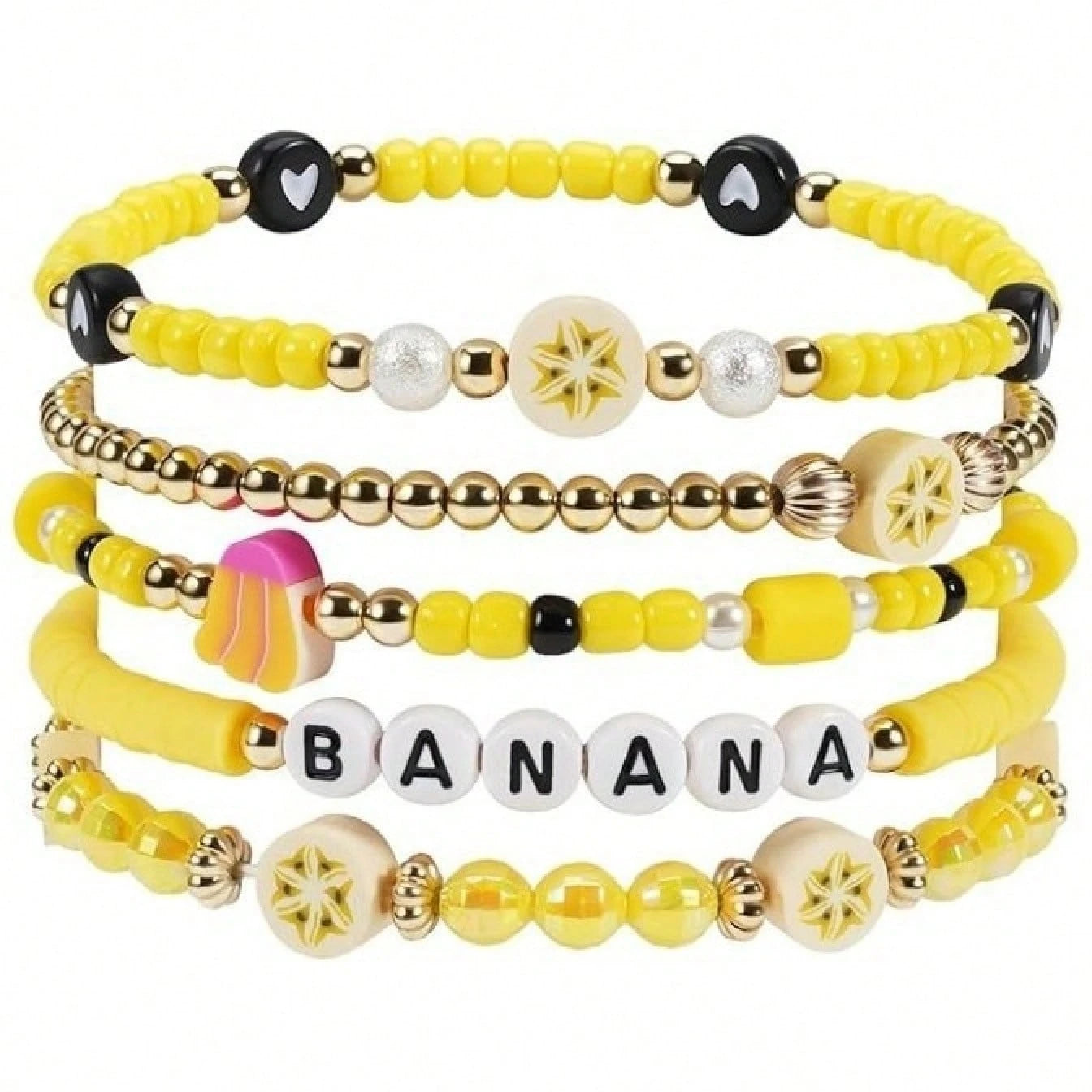 Colorful Dopamine Fruit Bead Stretch Wrist Decor, Mini Bead Soft Clay Stackable Friendship Hand Ornament For Daily Friend Gift