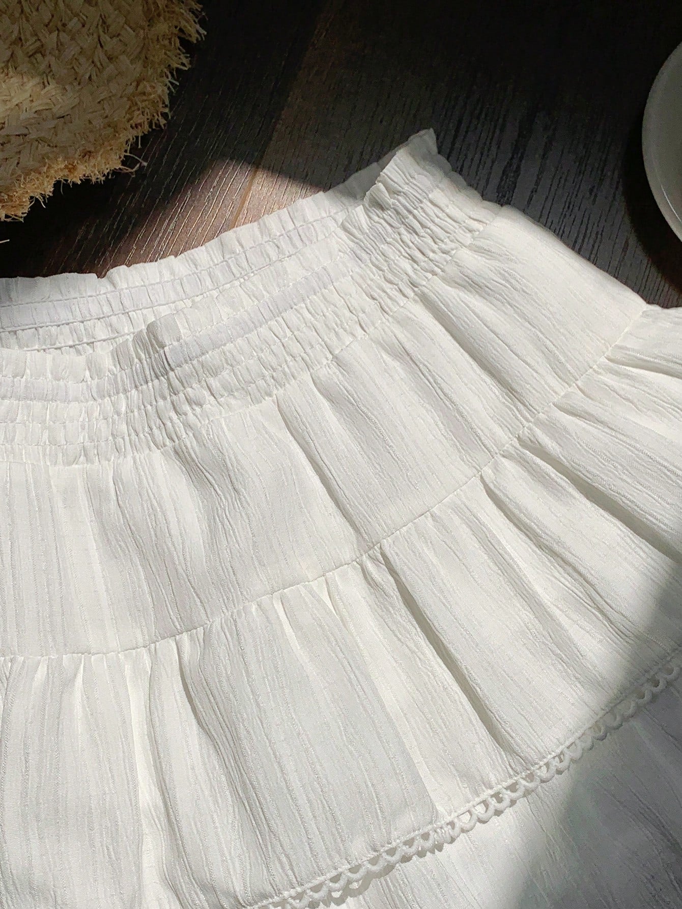 Comfortcana Skorts For Women Country Concert White Woven Women Elastic Waist Ruffle Hem A-Line Skirt Back-To-School Date Work School Autumn Fairy Cute