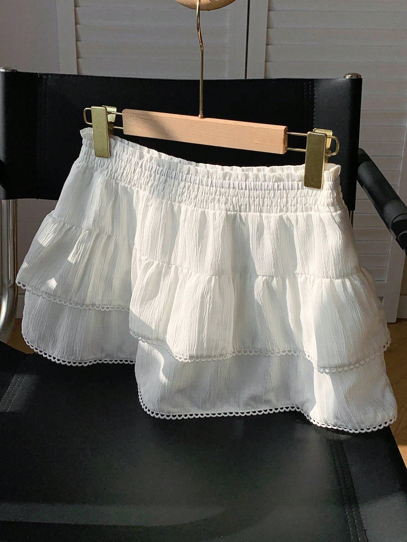 Comfortcana Skorts For Women Country Concert White Woven Women Elastic Waist Ruffle Hem A-Line Skirt Back-To-School Date Work School Autumn Fairy Cute