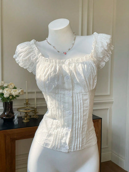 Comfortcana White Jacquard Woven Shirt, Fashion Design Suitable For Summer