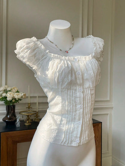 Comfortcana White Jacquard Woven Shirt, Fashion Design Suitable For Summer
