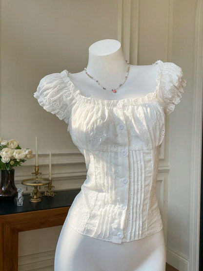 Comfortcana White Jacquard Woven Shirt, Fashion Design Suitable For Summer