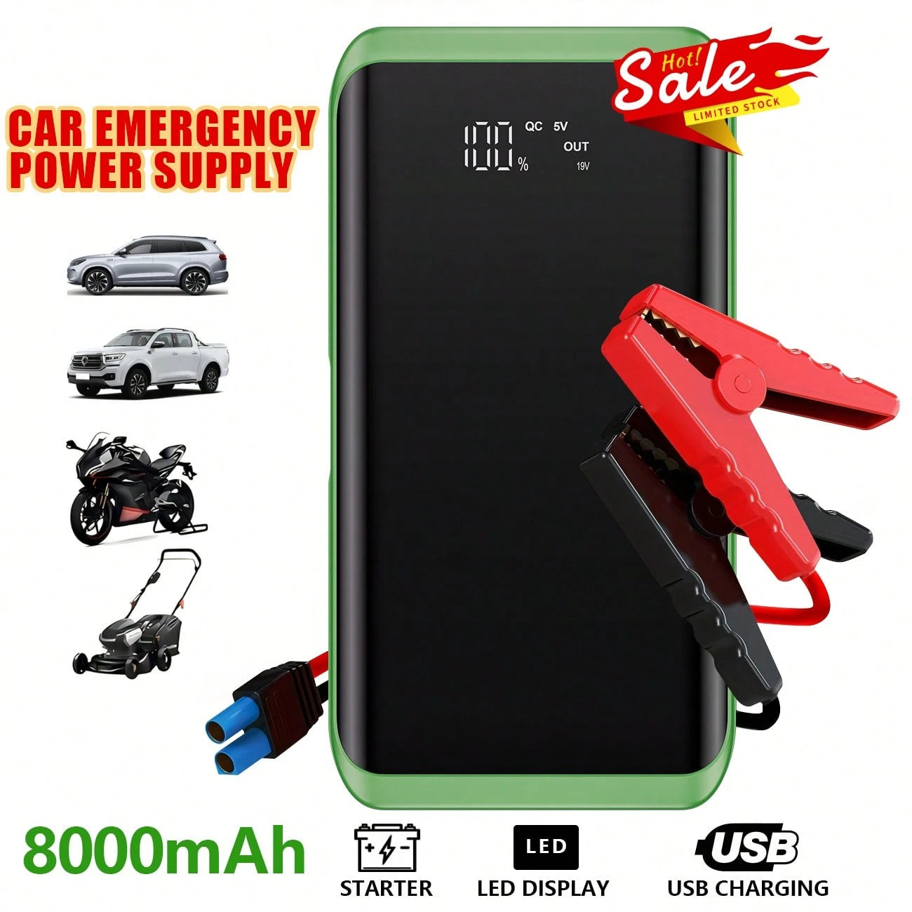 Compact 4500A Car Battery Jump Starter 12V, Winter-Use Emergency Power Bank, USB Charging & LED Torch Fits Glove Box, Emergency Kit For Cars SUV, Ideal Gift For Husband Dad Son, Fast Charging Gear