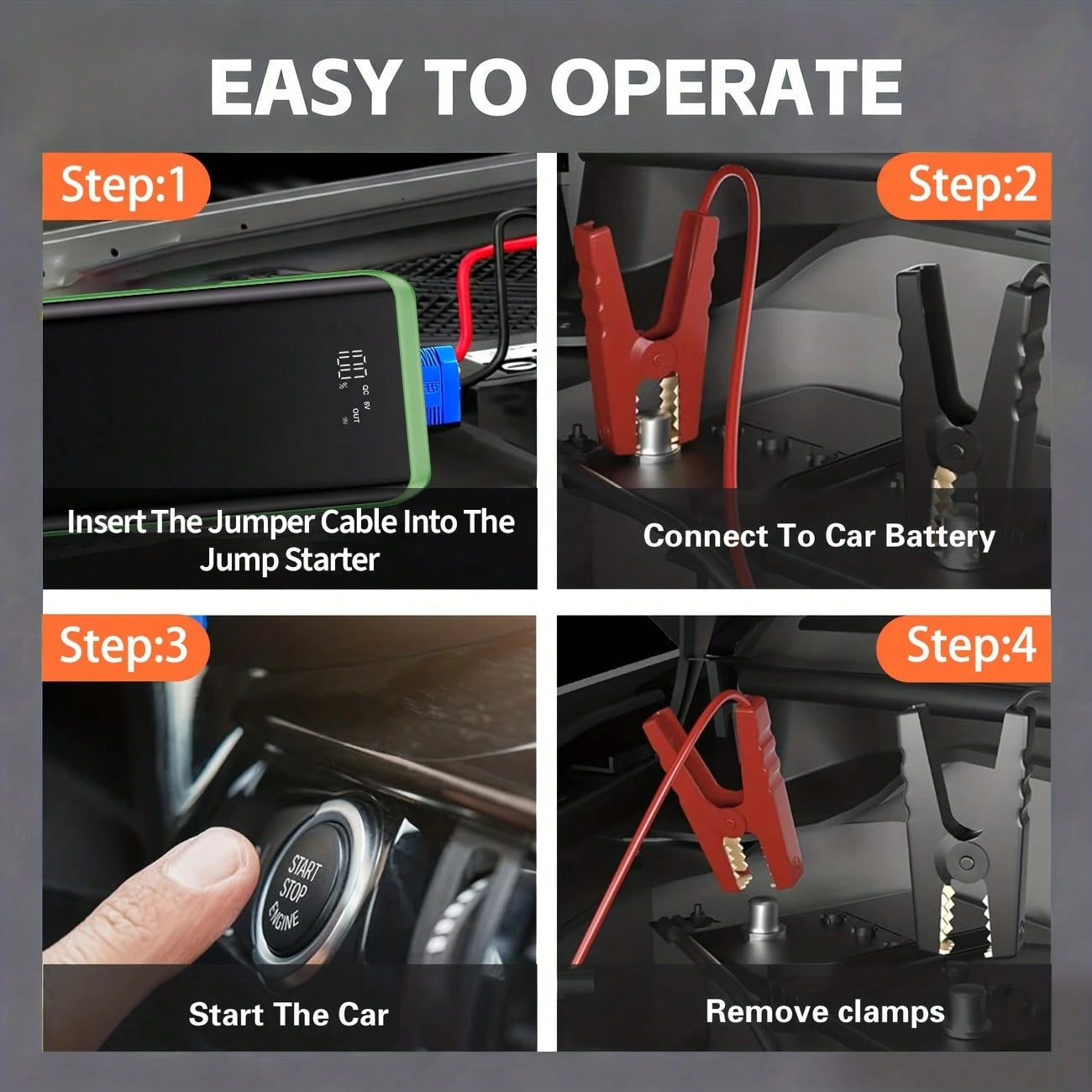 Compact 4500A Car Battery Jump Starter 12V, Winter-Use Emergency Power Bank, USB Charging & LED Torch Fits Glove Box, Emergency Kit For Cars SUV, Ideal Gift For Husband Dad Son, Fast Charging Gear