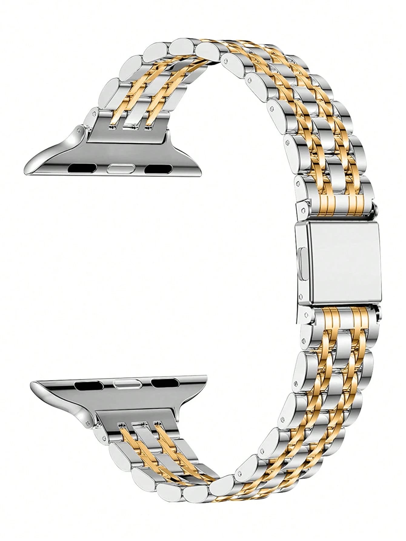 Compatible With Apple Watch Ultra 3/2/1 Series SE/S11/S10/S9/S8/S7/S5/S4/S3/S2/S1, 1pc Narrow 7-Bead Stainless Steel Watch Band, Creative Women's Elegant Fashion Metal Gold And Silver Watch Band, 14mm