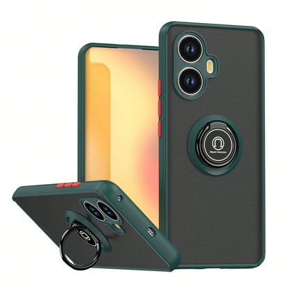 Compatible With Moto Edge60/50/40/30Pro/G12345678998765421 Phone Case, Skin-Friendly Anti-Fingerprint Ring Holder Shockproof Luxury Protective Case With Dust-Proof Holes, Thick Edges, Electroplated, C