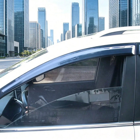 Complete Privacy And Sun Protection Window Film Kit- Titanium Silver Solar Tint With 10 Magnetic Car Sunshades