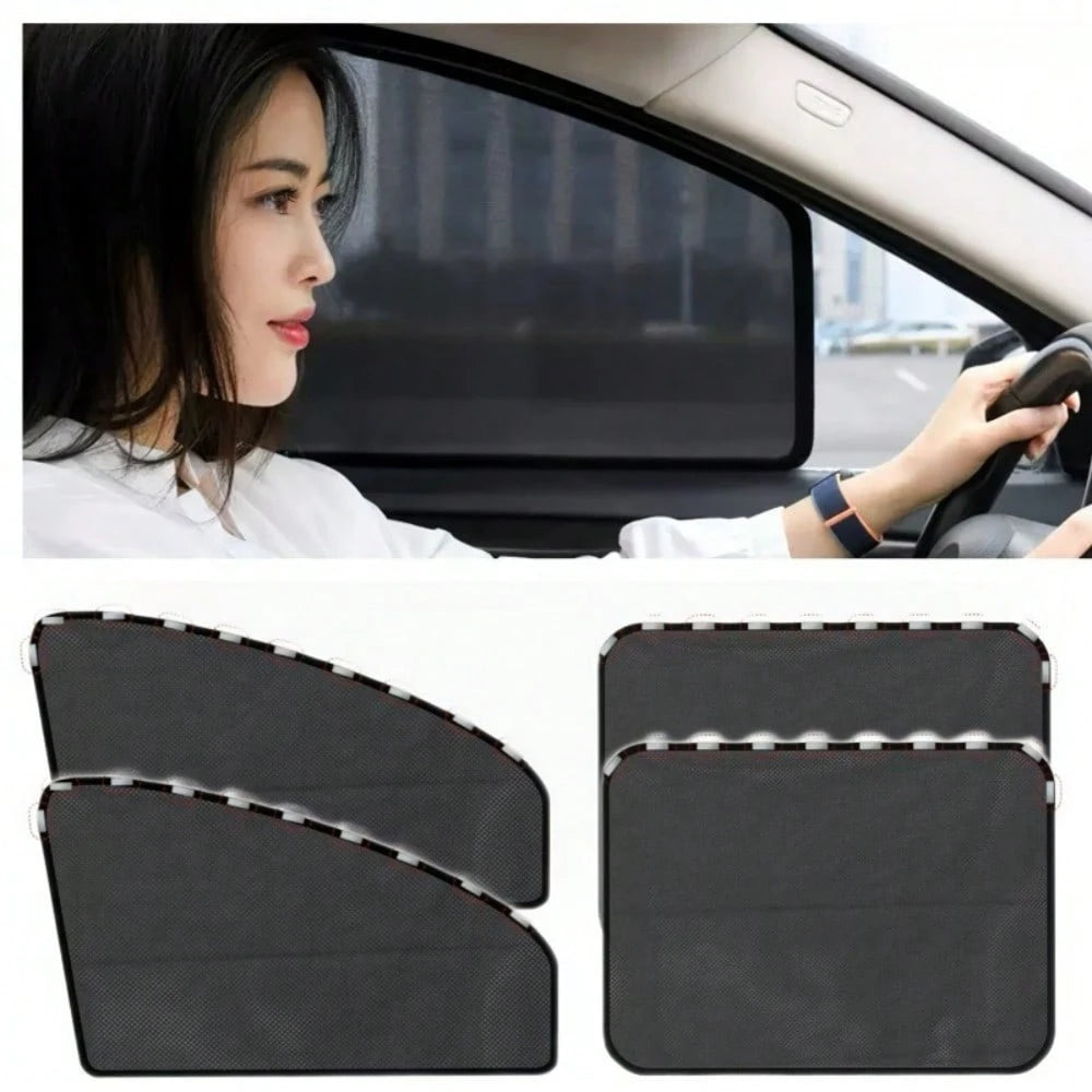 Complete Privacy And Sun Protection Window Film Kit- Titanium Silver Solar Tint With 10 Magnetic Car Sunshades