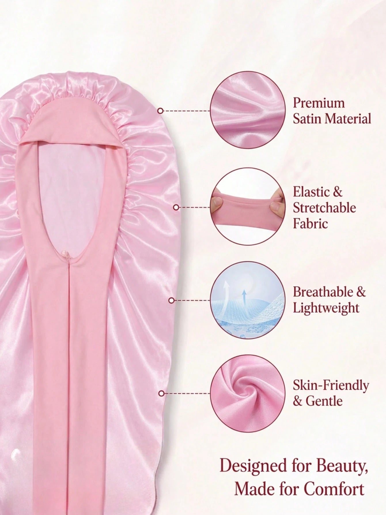CONFLASS 2/1pc Long Leopard Print Bowknot Satin Solid Color Long Tube Hair Bonnet, Anti-Frizz Sleep Cap, Oversized Sleep Cap, Adjustable For Curly, Braided And Long Hair, Suitable For Daily Use And Ma