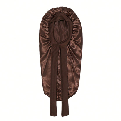 CONFLASS 2/1pc Long Leopard Print Bowknot Satin Solid Color Long Tube Hair Bonnet, Anti-Frizz Sleep Cap, Oversized Sleep Cap, Adjustable For Curly, Braided And Long Hair, Suitable For Daily Use And Ma