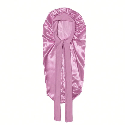 CONFLASS 2/1pc Long Leopard Print Bowknot Satin Solid Color Long Tube Hair Bonnet, Anti-Frizz Sleep Cap, Oversized Sleep Cap, Adjustable For Curly, Braided And Long Hair, Suitable For Daily Use And Ma