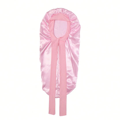 CONFLASS 2/1pc Long Leopard Print Bowknot Satin Solid Color Long Tube Hair Bonnet, Anti-Frizz Sleep Cap, Oversized Sleep Cap, Adjustable For Curly, Braided And Long Hair, Suitable For Daily Use And Ma