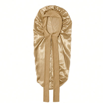 CONFLASS 2/1pc Long Leopard Print Bowknot Satin Solid Color Long Tube Hair Bonnet, Anti-Frizz Sleep Cap, Oversized Sleep Cap, Adjustable For Curly, Braided And Long Hair, Suitable For Daily Use And Ma