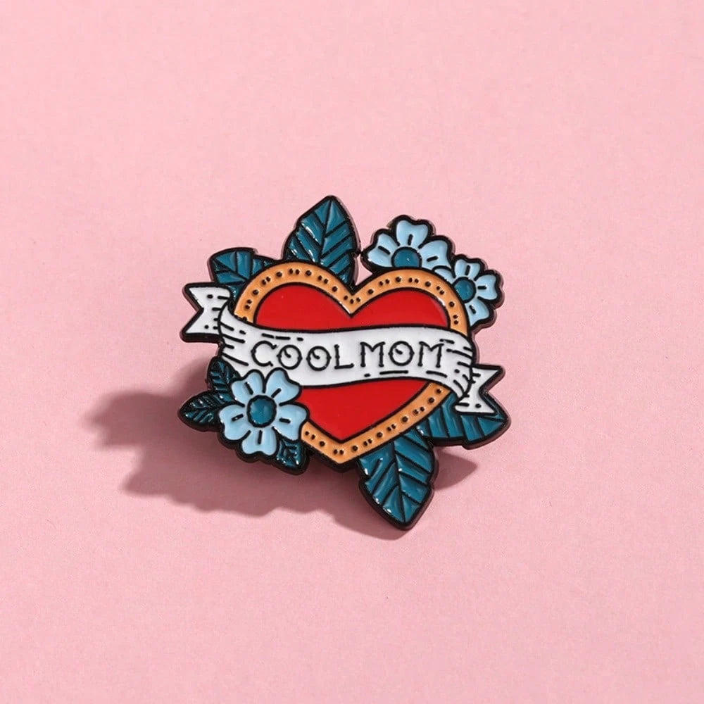 COOL MOM Enamel Brooch Fashion Decorative Brooches Ornaments Lapel Bag Badges Jewelry Gifts 2025 New Style Mother's Day Dress Accessories Pin For Clothes Bag Charm School Office Accessories Shirts Jac