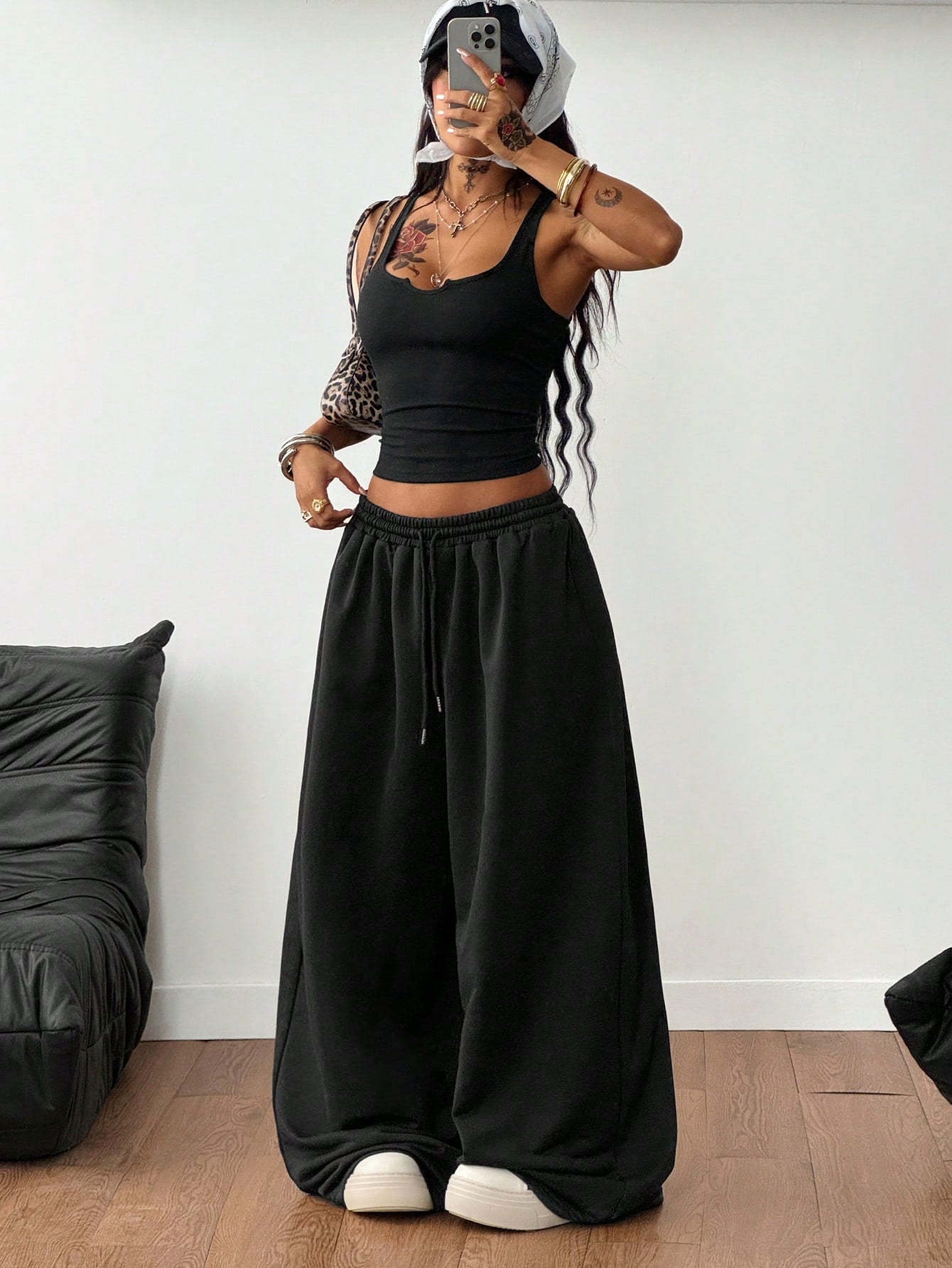 Coolane Women's Summer Streetwear Sexy Y2k Casual Daily Wear Golf Dance Travel Gyaru Cotton Pastal Stretchy Vest And Baggy Low Rise Pants Two Pieces Outfits
