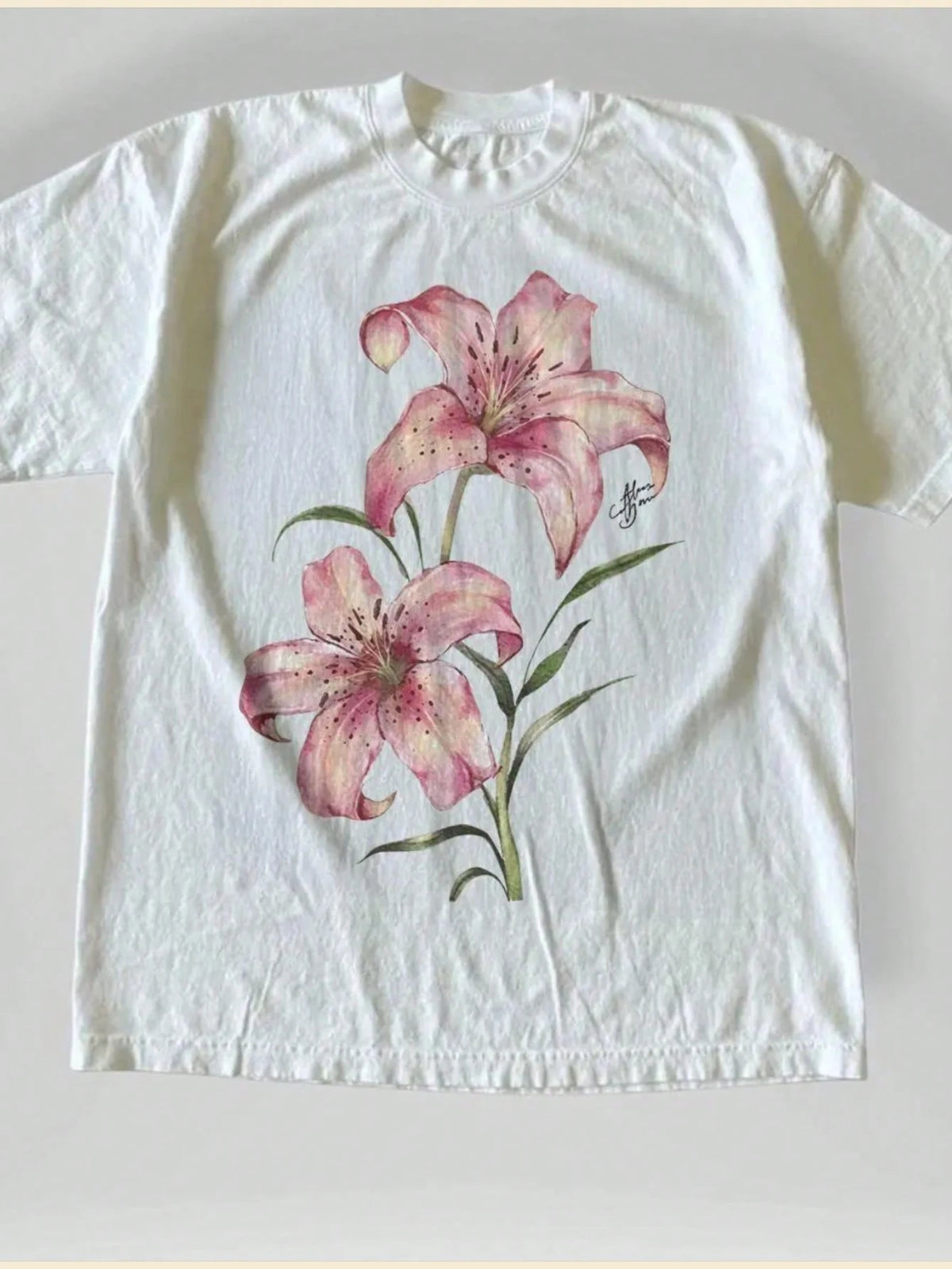 % Cotton Women Summer Top Pink Lily Floral Print Shirt Nature Inspired Soft Cotton Casual Wear Fashion Statement Piece