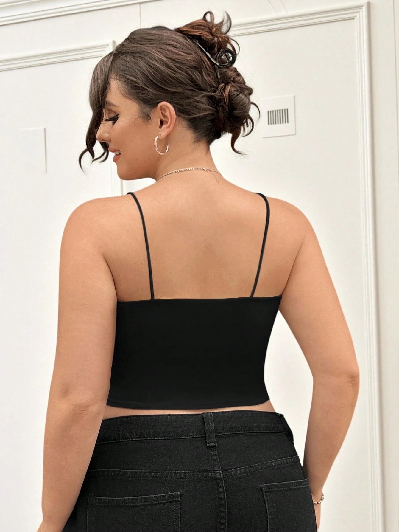 CovetEZ Plus Size White Spaghetti Strap Camisole With Built-In Padding