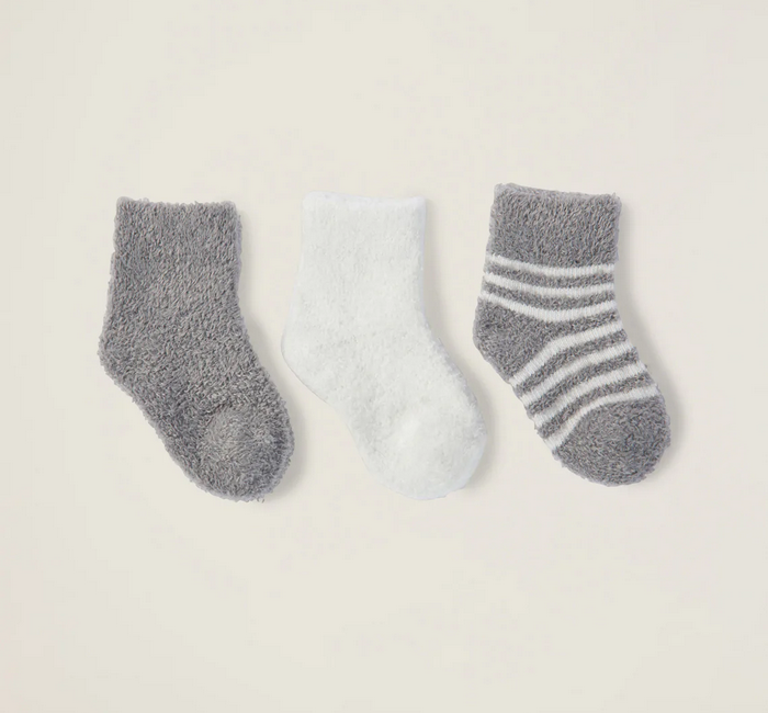 Cozy Chic Lite Infant Socks 3-pack Pewter Pearl