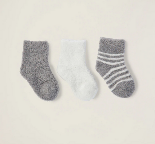 Cozy Chic Lite Infant Socks 3-pack Pewter Pearl