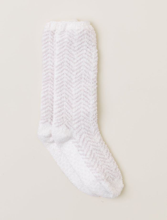 Cozy Chic Women's Herringbone Socks Cream Stone