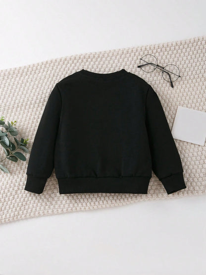 [Cozy|Fleece] Thick And Cozy Boys Warm Fleece CHICKEN NUGS&MAMA HUGS Letter Graphic Print Sweatshirt| For Spring Fall Winter Season