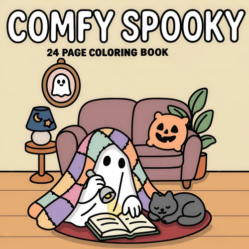 "Cozy Halloween" 24-Page Coloring Book, Designed For Warm Evenings, Hot Drinks And Just The Right Amount Of Halloween Charm. It Blends Cute Halloween Vibes With Relaxing And Cozy Scenes, Suitable For